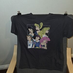 Disney Princess Grey Tee with Colorful Characters